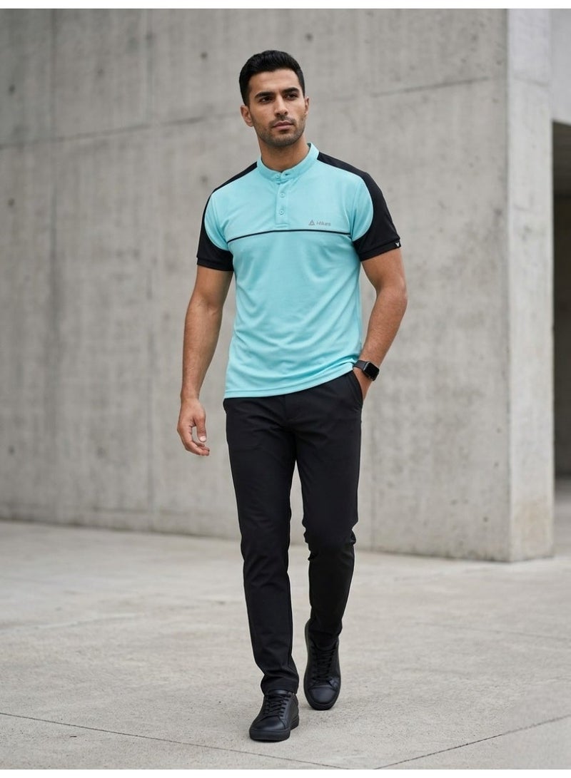 Hikes Men’s Premium Polo T-Shirt Chinese Collar Slim Fit Stretch Fabric – Breathable Casual Wear - Image 3