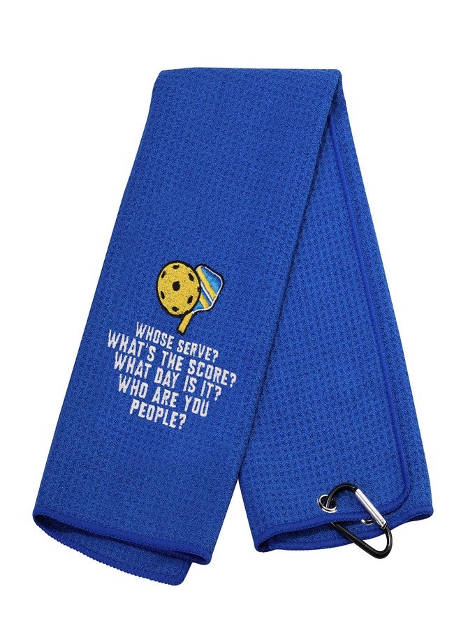 MEIKIUP Pickleball Lovers Gift Pickleball Sports Towel Embroidered Pickleball Towel Pickleball Events Gift Whose Serve？What's The Score？ (Whose Serve towel) - Image 1