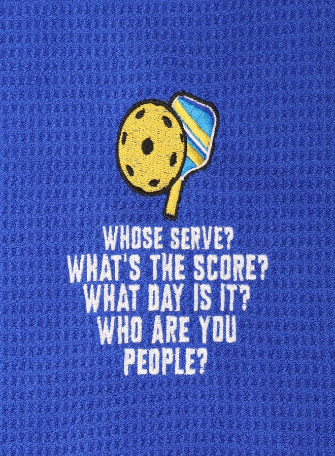 MEIKIUP Pickleball Lovers Gift Pickleball Sports Towel Embroidered Pickleball Towel Pickleball Events Gift Whose Serve？What's The Score？ (Whose Serve towel) - Image 3