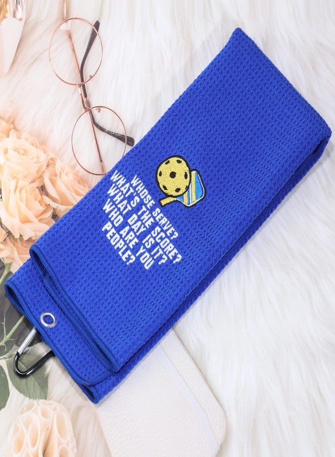 MEIKIUP Pickleball Lovers Gift Pickleball Sports Towel Embroidered Pickleball Towel Pickleball Events Gift Whose Serve？What's The Score？ (Whose Serve towel) - Image 4