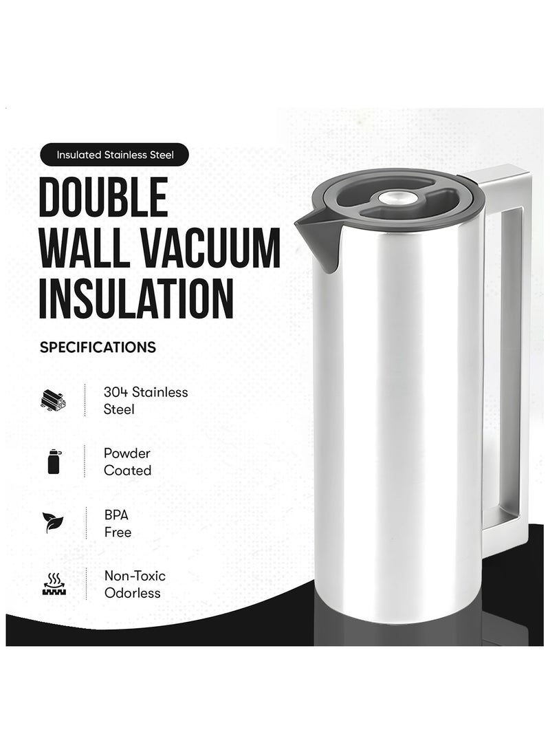 BLACKSTONE Premium Stainless Steel Vacuum Insulated Flask Lock-Unlock Lid & Steel Handle Leakproof Includes Info Booklet 1.0L  - Image 2