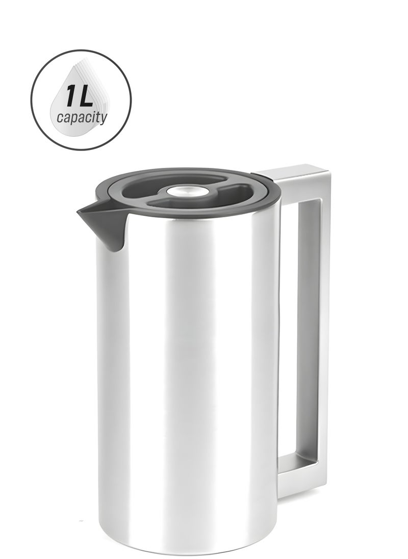 BLACKSTONE Premium Stainless Steel Vacuum Insulated Flask Lock-Unlock Lid & Steel Handle Leakproof Includes Info Booklet 1.0L  - Image 1
