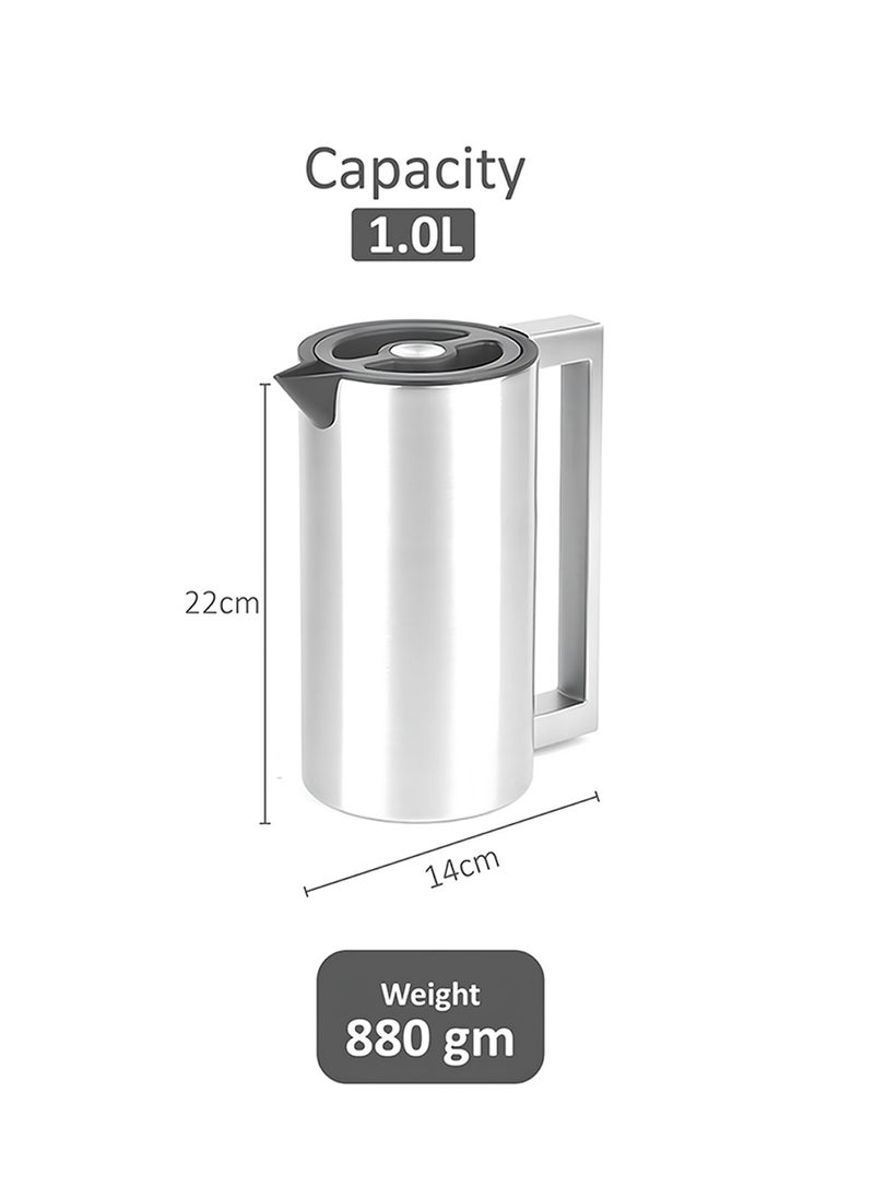 BLACKSTONE Premium Stainless Steel Vacuum Insulated Flask Lock-Unlock Lid & Steel Handle Leakproof Includes Info Booklet 1.0L  - Image 5