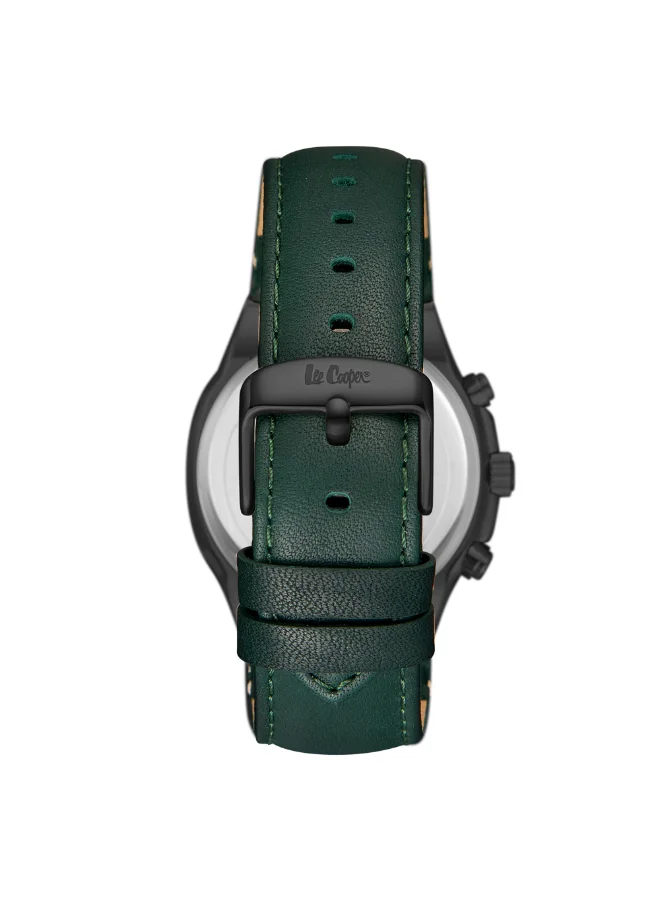 Lee Cooper Dark Green Men's Leather Multi Function Watch LC07992.077 - 43 mm for Men | Best Price UAE