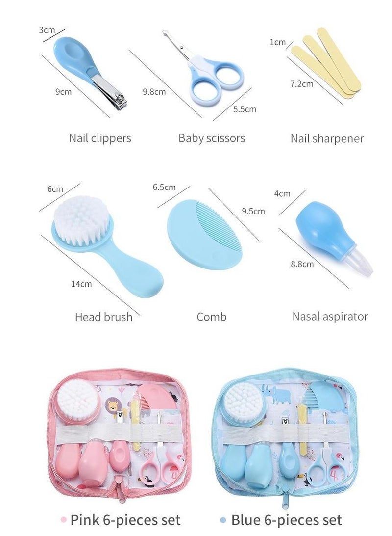 مجموعة العناية بالحضانة المكونة من 6 قطع، مجموعة العناية بالأطفال، ملحقات العناية بالمواليد الجدد مع حقيبة تخزين، مجموعة العناية بالحضانة 6 في 1 (تشمل: مقص أظافر، مبرد أظافر، مقص، شفاطة أنف، مشط أطفال، فرشاة أطفال)، وردي - Image 2
