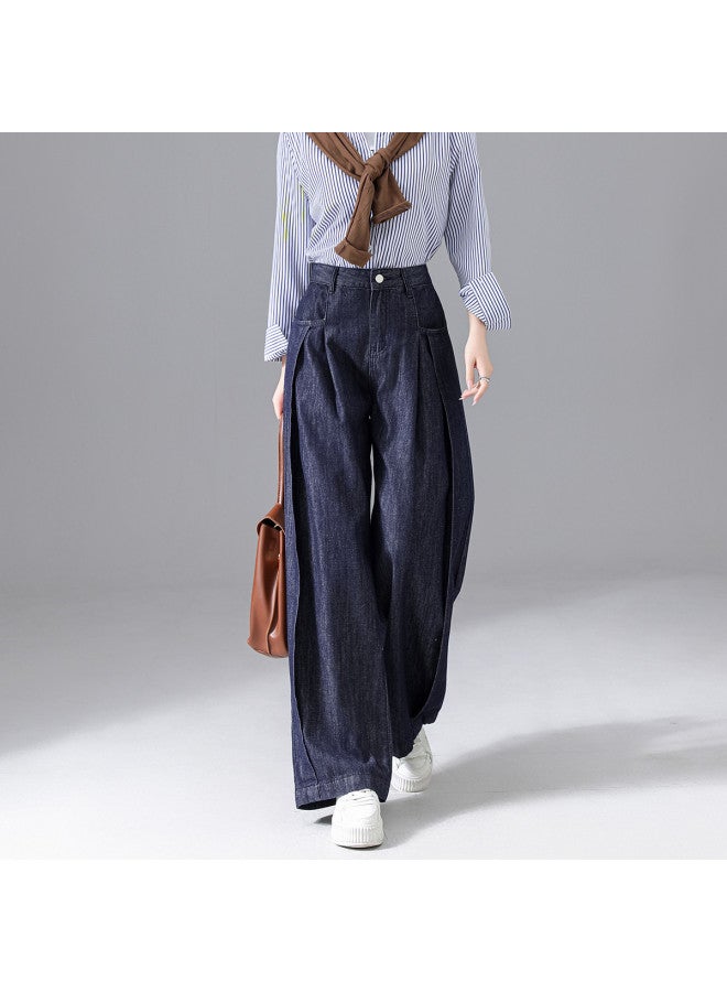 Tucano Early Autumn 2025 Minimalist High-Waisted Jeans For Women, American Casual Loose-Fit Lazy Pleated Wide-Leg Trousers - Image 2