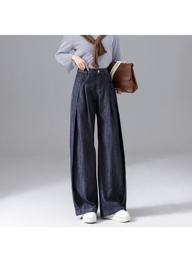 Tucano Early Autumn 2025 Minimalist High-Waisted Jeans For Women, American Casual Loose-Fit Lazy Pleated Wide-Leg Trousers - Image 5