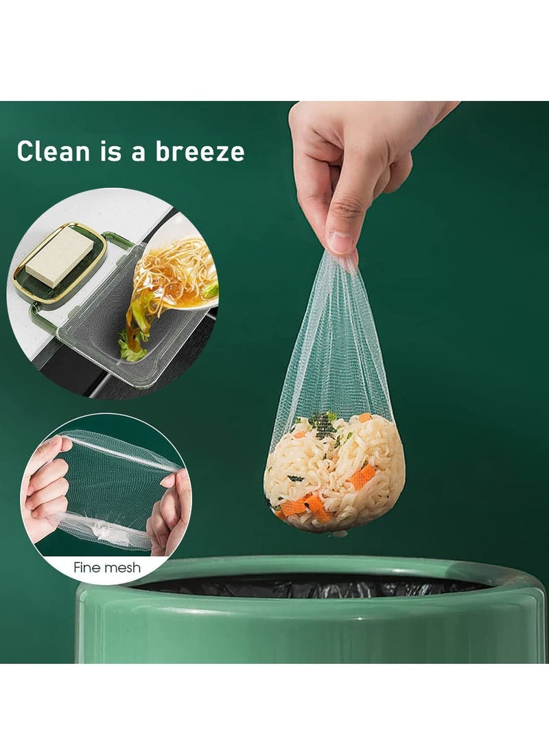 SYOSI Sink Filter Rack Foldable, Foldable Sink Filter Rack with 100 Pcs Disposable Fine Mesh Bags, Sink Garbage Storage Rack Holder, Sink Filter Net, Mesh Bag for Kitchen Waste Leftover - Image 2