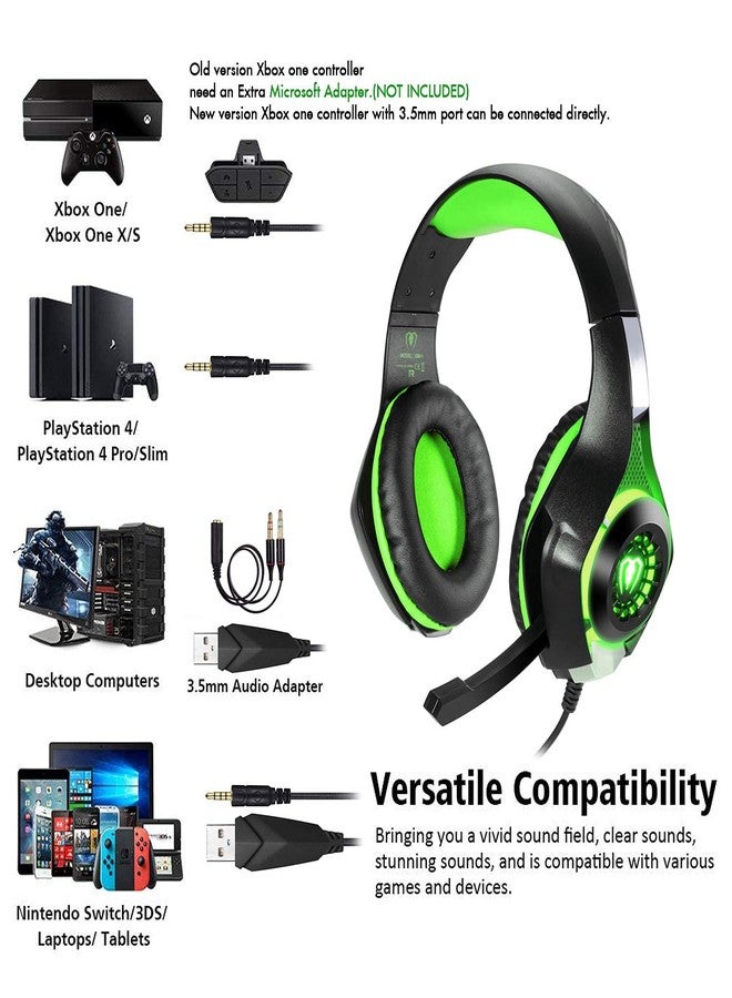 BlueFire Stereo Gaming Headset with Microphone for PS5 PS4 Xbox One Switch PC Mac - Wired Over-Ear Headphones with Surround Sound, Soft Memory Foam, Noise Canceling Mic, Light, 3.5mm Jack (Green) - Image 3