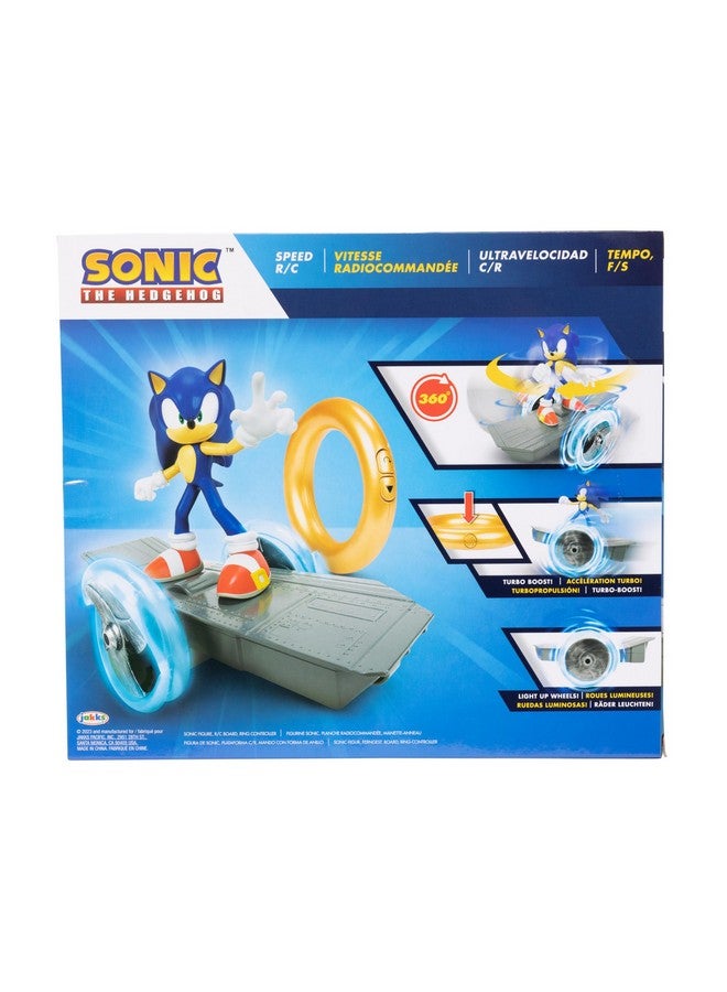 Sonic The Hedgehog Speed RC Skateboard Vehicle with Gold Ring Controller - Light Up Wheels & 360 Spins, Turbo Mode for Extra Boost, 2.4GHz, 100FT Range - Image 4