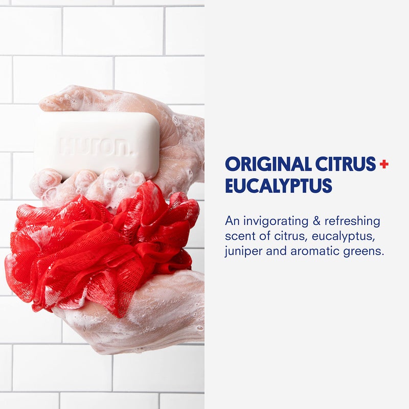 Huron Menâ€™s Bar Soap, Hydrating Cleansing Bars with Citrus + Eucalyptus Scent, Moisturizing Shower Soap, Phthalate-Free, Non-Toxic Clean Ingredients for Daily Body Care, 5 oz (Pack of 3) - Image 5