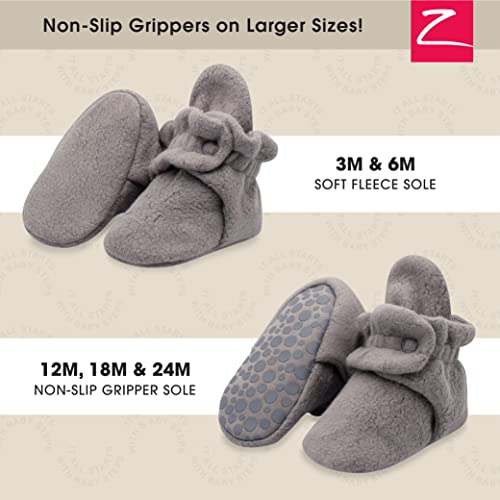 Zutano Cozie Fleece Baby Booties, Unisex Baby Shoes for Infants and Toddlers, Grey, 6M - Image 2