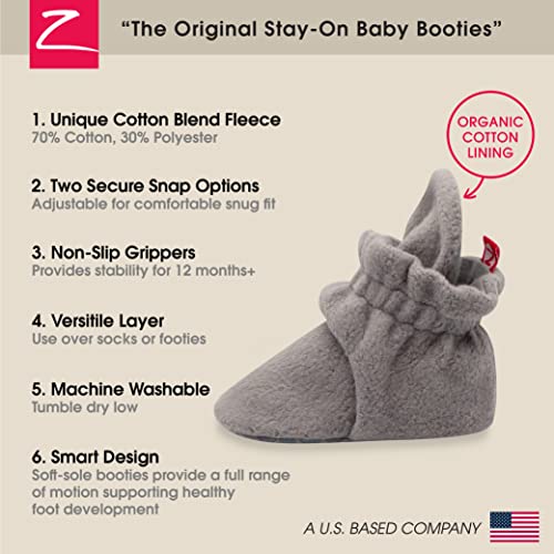 Zutano Cozie Fleece Baby Booties, Unisex Baby Shoes for Infants and Toddlers, Grey, 6M - Image 3