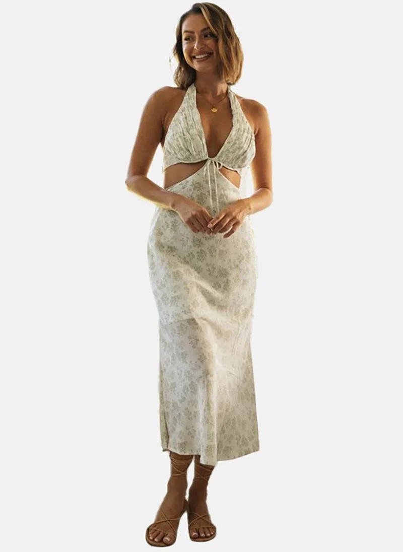 YUNIQEE Hitler Neck Sleeveless Chiffon Maxi Dress