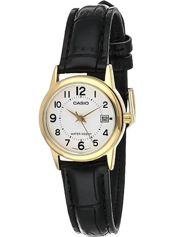 CASIO Casio Women's Watch - LTP-V002GL-7BUDF White Dial, Black Band