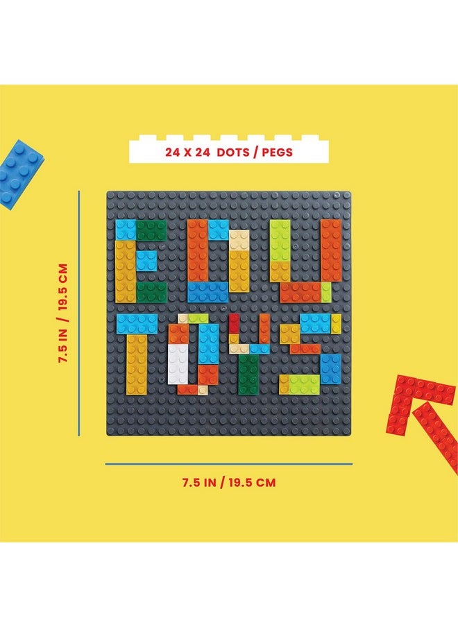 Edu Toys - Edu Toys Base Plate Board 24 x 24 Dots/Pegs for Classic Building Blocks Bricks Compatible with All Brands Classic Blocks (Light Grey + Dark Grey) - Image 1