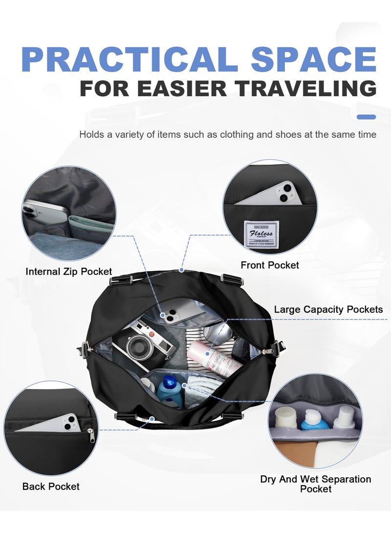 Women's 34L Sports Travel Duffel Bag with Shoe Compartment - Black - Image 2