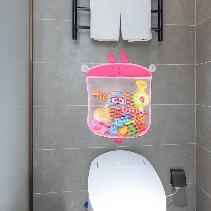 🚽 منظم تخزين معلق للحمام حقيبة شبكية متينة للألعاب واللوازم - Image 4