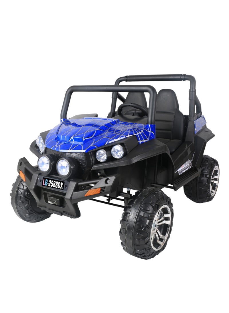 لافلي بيبي - سيارة ركوب تعمل بالطاقة من Lovely Baby Kids/Jeep LB 2588DX Kids Electric Jeep قابلة للتبديل مع جهاز تحكم عن بعد وأضواء LED وموسيقى - أزرق - Image 1