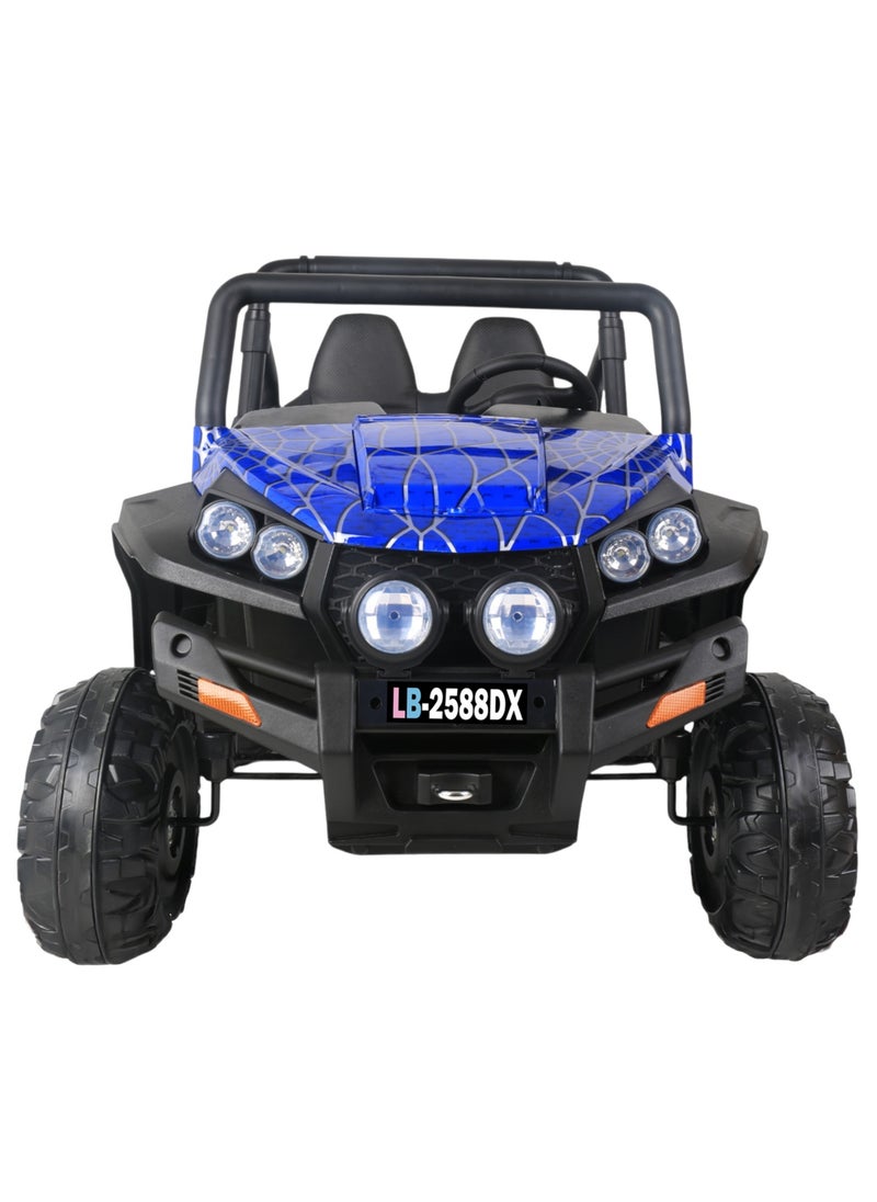 لافلي بيبي - سيارة ركوب تعمل بالطاقة من Lovely Baby Kids/Jeep LB 2588DX Kids Electric Jeep قابلة للتبديل مع جهاز تحكم عن بعد وأضواء LED وموسيقى - أزرق - Image 1
