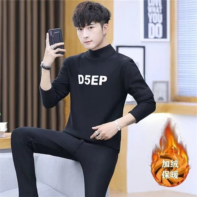 Gold Velvet Thermal Intimates For Men And Women, Thickeneded Double-Layer Autumn Clothes And Long Pants For Middle-Aged And Elderly People, Large Size Cold-Proof Couple Set - Image 4