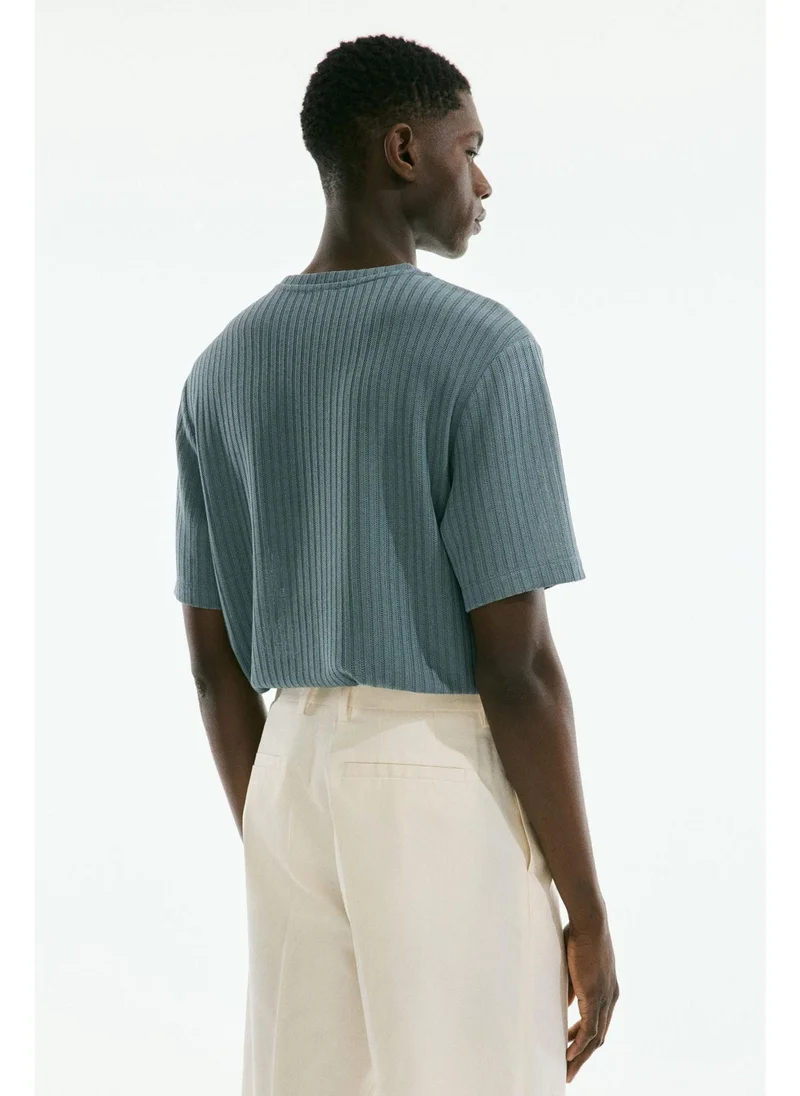 H&M Regular Fit Rib-knit T-shirt