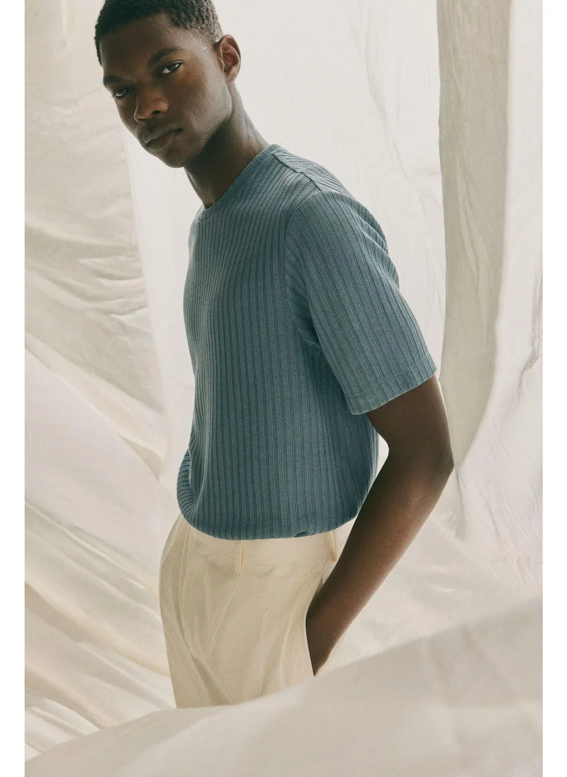 H&M Regular Fit Rib-knit T-shirt