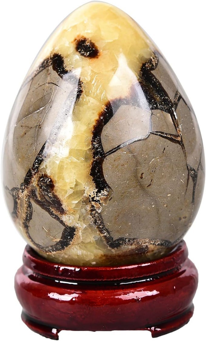 NATURAL SEPTARIAN DRAGON EGG FOR HOME DECOR ORNAMET SPECIMEN LARGE SINGLE 3-3.5", FOR TABLE DECOR, CRYSTAL HEALER GRID STONE WITCHCRAFT