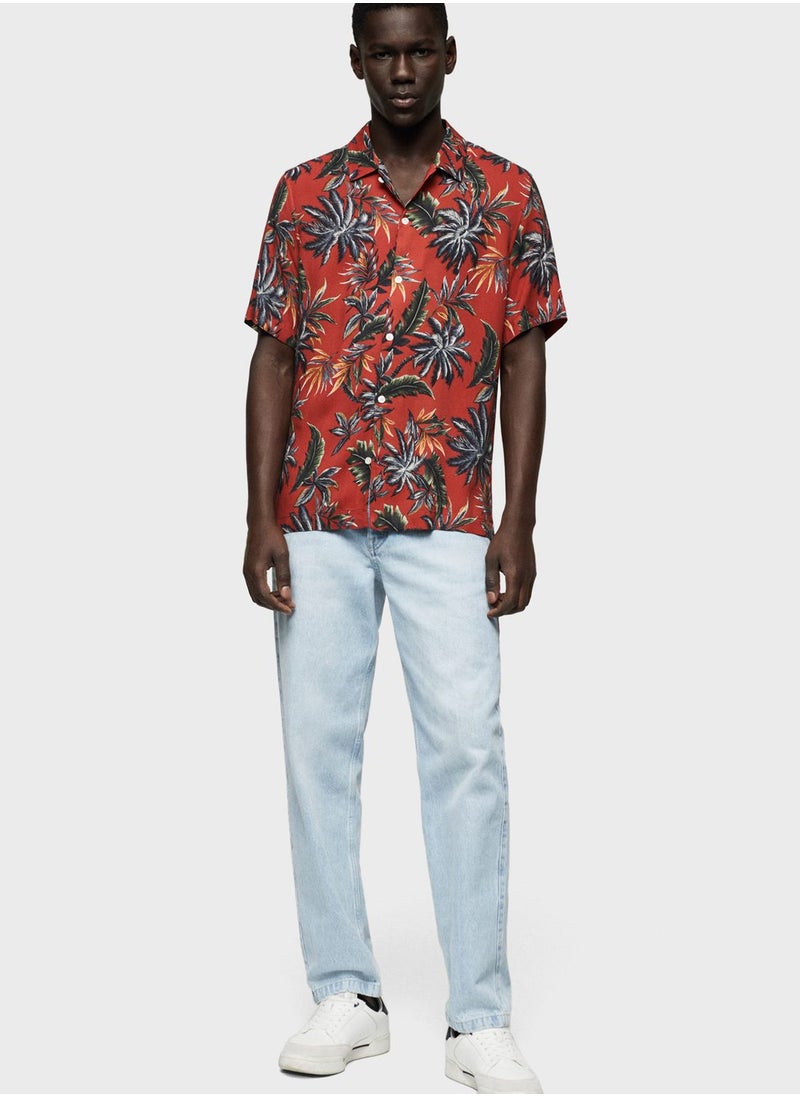 Mango Man - Hawaiian Print Regular Fit Shirt - Image 1