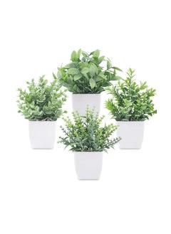 Generic Der Rose 4 Packs Small Fake Plants Artificial Greenery Potted Plants for Bathroom Farmhouse Kitchen Decor  - Image 1