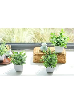 Generic Der Rose 4 Packs Small Fake Plants Artificial Greenery Potted Plants for Bathroom Farmhouse Kitchen Decor  - Image 5