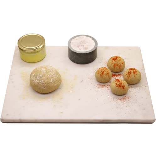 KC KULLICRAFT KC KULLICRAFT Marble Cheese Pastry Board 16 x 12 Cutting Board Serving Tray for Pastries Bread Pizza Carrara White 