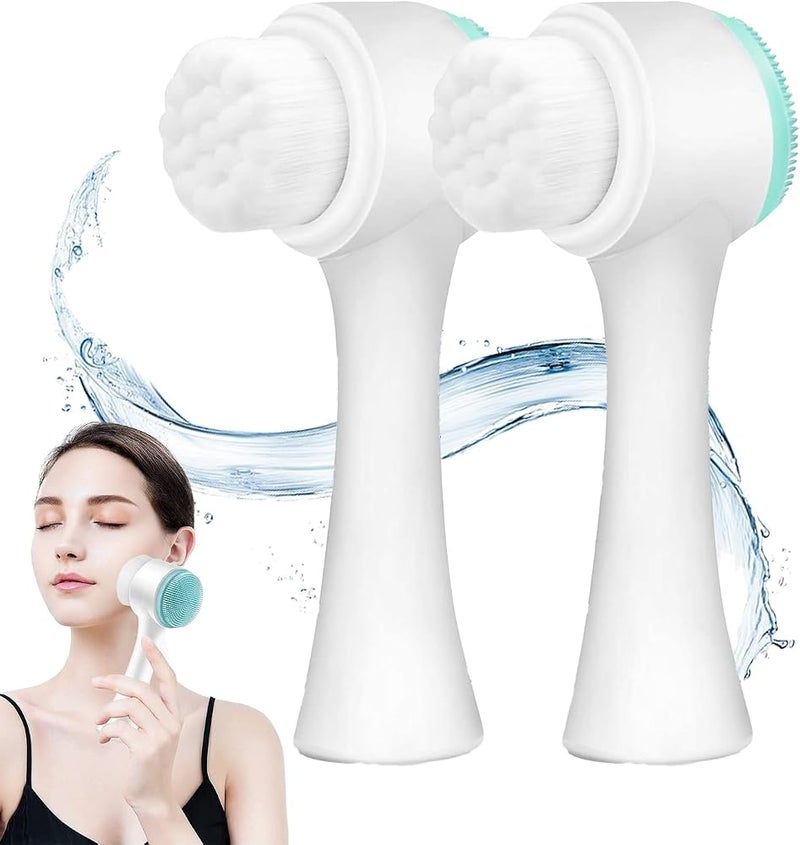 Spaceshoop 3 Pcs Face Brush, Manual Facial Cleansing Brush And Pore Cleansing Manual Dual Face Brush For Sensitive, Delicate, Dry Skin (3) - Image 1