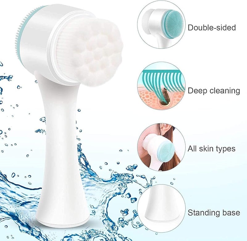Spaceshoop 3 Pcs Face Brush, Manual Facial Cleansing Brush And Pore Cleansing Manual Dual Face Brush For Sensitive, Delicate, Dry Skin (3) - Image 3