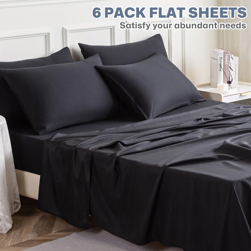 Lavisun Flat Sheets only 6 Pack Bulk Top Sheets for Massage Table  Home  AirBnb & Dorm Bed Sheet & Curtain Soft & Breathable Bed Sheets (Twin XL Black) - Image 2