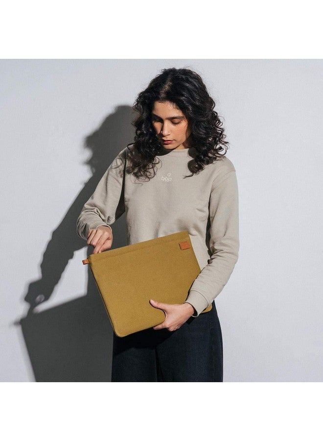 DailyObjects Solid Olive Green Skipper Sleeve for MacBook 13 Inch | Stylish Durable Poly Cotton Canvas Material for Laptops & iPads | Zip Closure & Soft Cotton Inner Lining with Printed Slip Pockets - Image 2