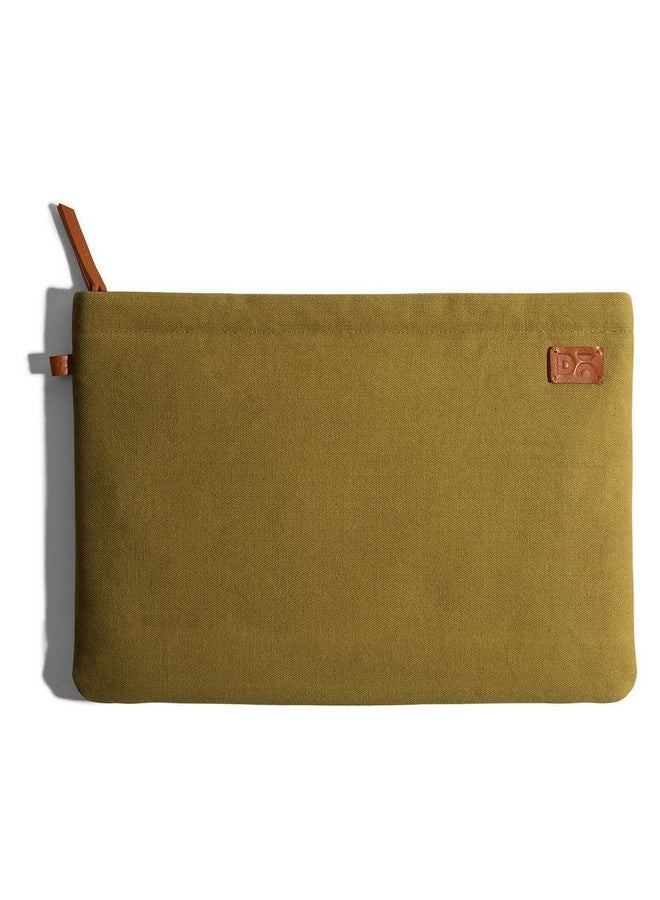 DailyObjects Solid Olive Green Skipper Sleeve for MacBook 13 Inch | Stylish Durable Poly Cotton Canvas Material for Laptops & iPads | Zip Closure & Soft Cotton Inner Lining with Printed Slip Pockets - Image 1
