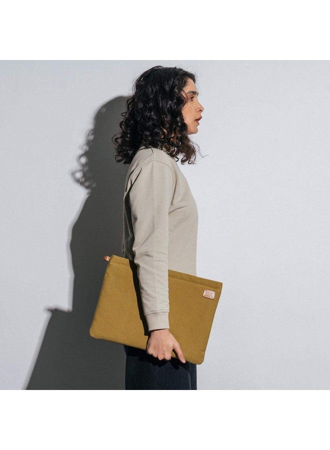 DailyObjects Solid Olive Green Skipper Sleeve for MacBook 13 Inch | Stylish Durable Poly Cotton Canvas Material for Laptops & iPads | Zip Closure & Soft Cotton Inner Lining with Printed Slip Pockets - Image 4