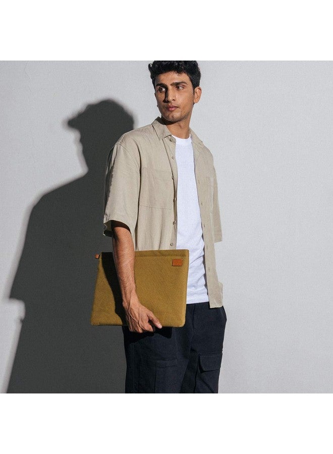 DailyObjects Solid Olive Green Skipper Sleeve for MacBook 13 Inch | Stylish Durable Poly Cotton Canvas Material for Laptops & iPads | Zip Closure & Soft Cotton Inner Lining with Printed Slip Pockets - Image 3