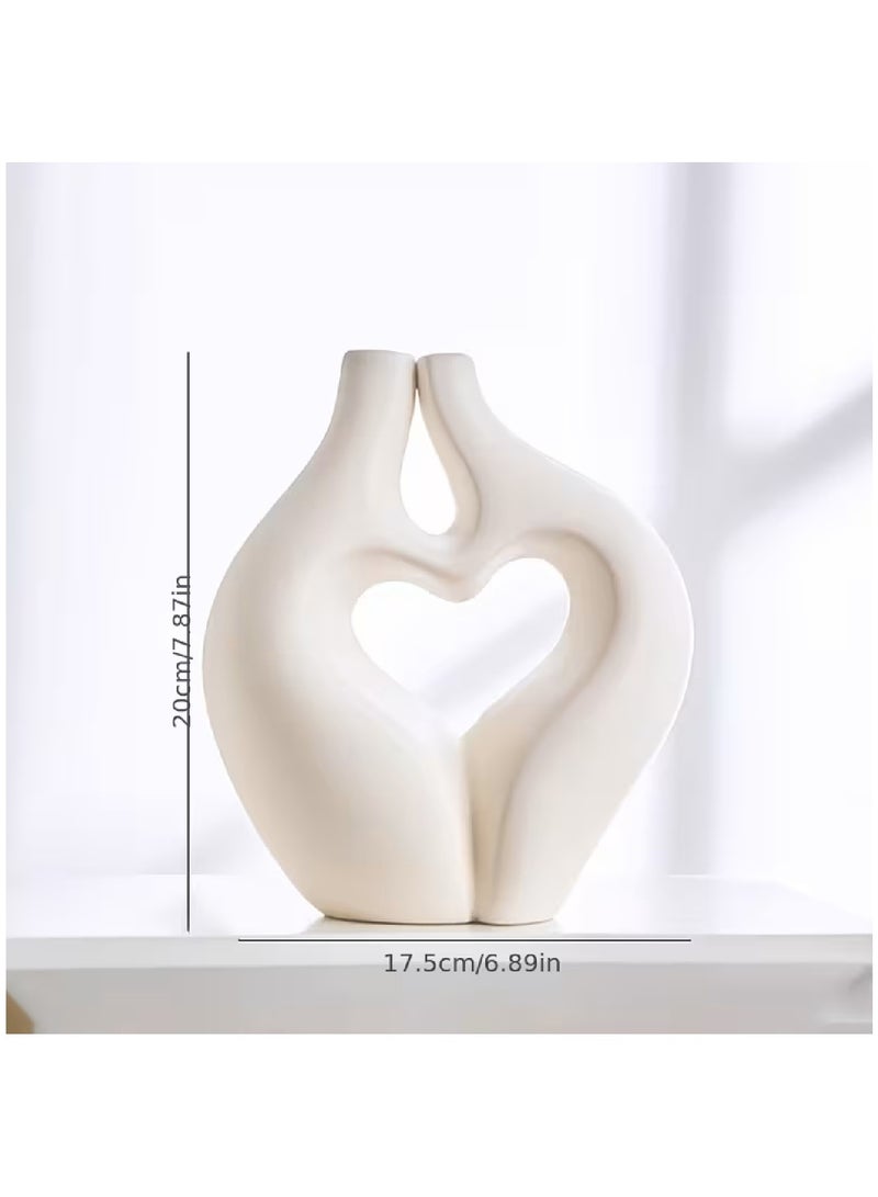 MOBM Modern Abstract Heart Shape Plastic Vase – Lightweight Decorative Flower Vase Home Decor Centerpiece - Image 2