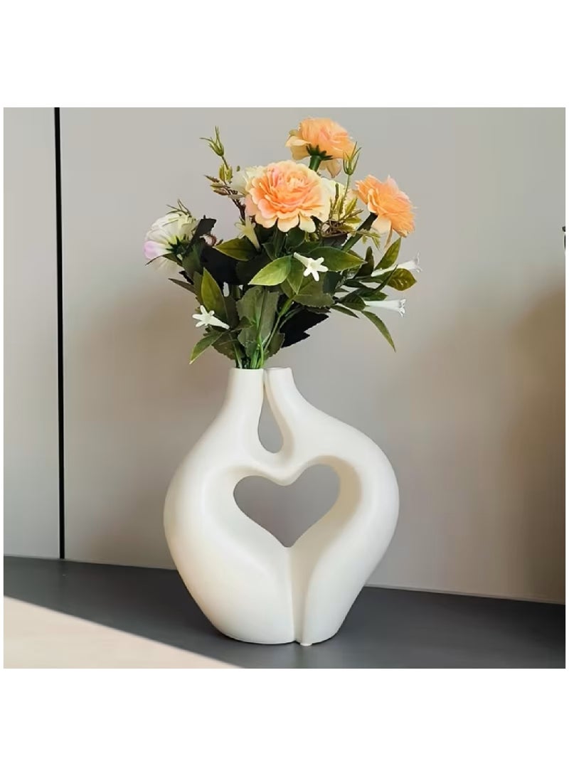 MOBM Modern Abstract Heart Shape Plastic Vase – Lightweight Decorative Flower Vase Home Decor Centerpiece - Image 5