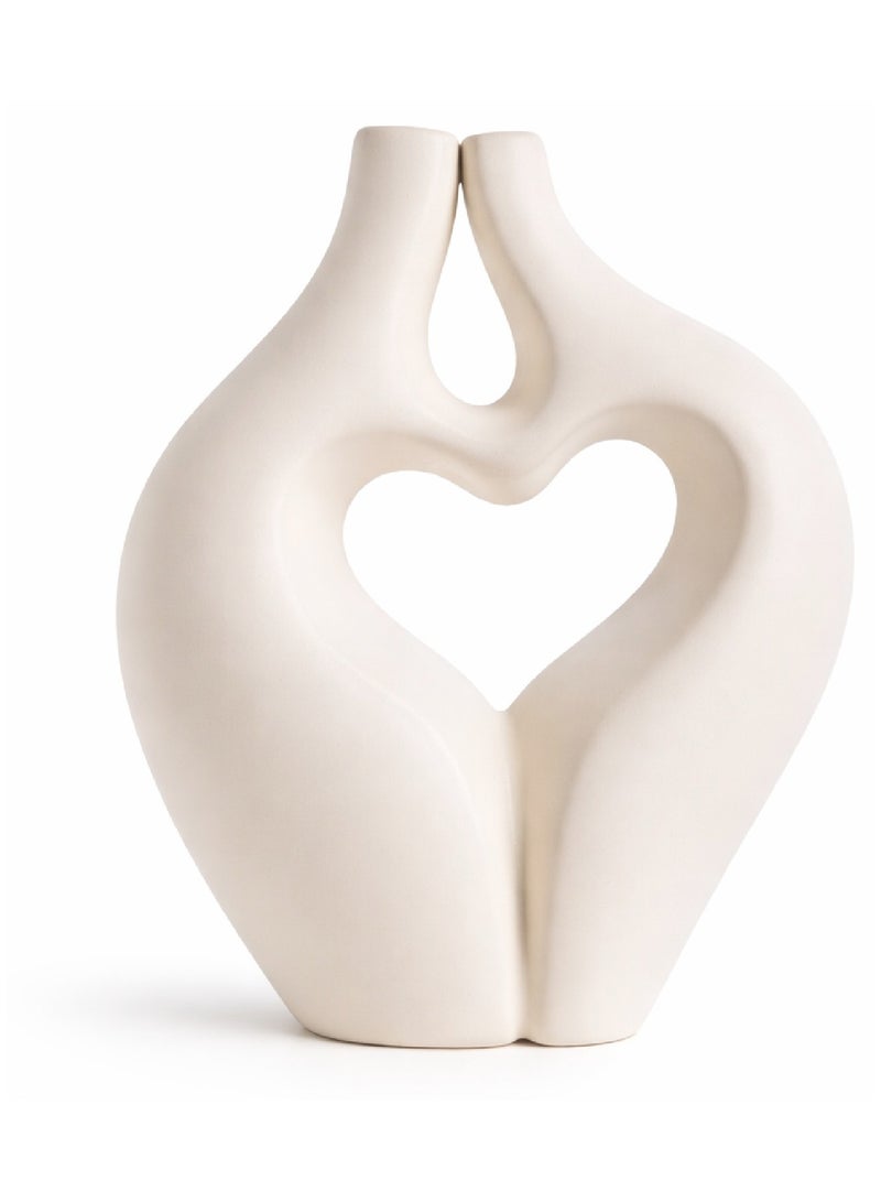 MOBM Modern Abstract Heart Shape Plastic Vase – Lightweight Decorative Flower Vase Home Decor Centerpiece - Image 1