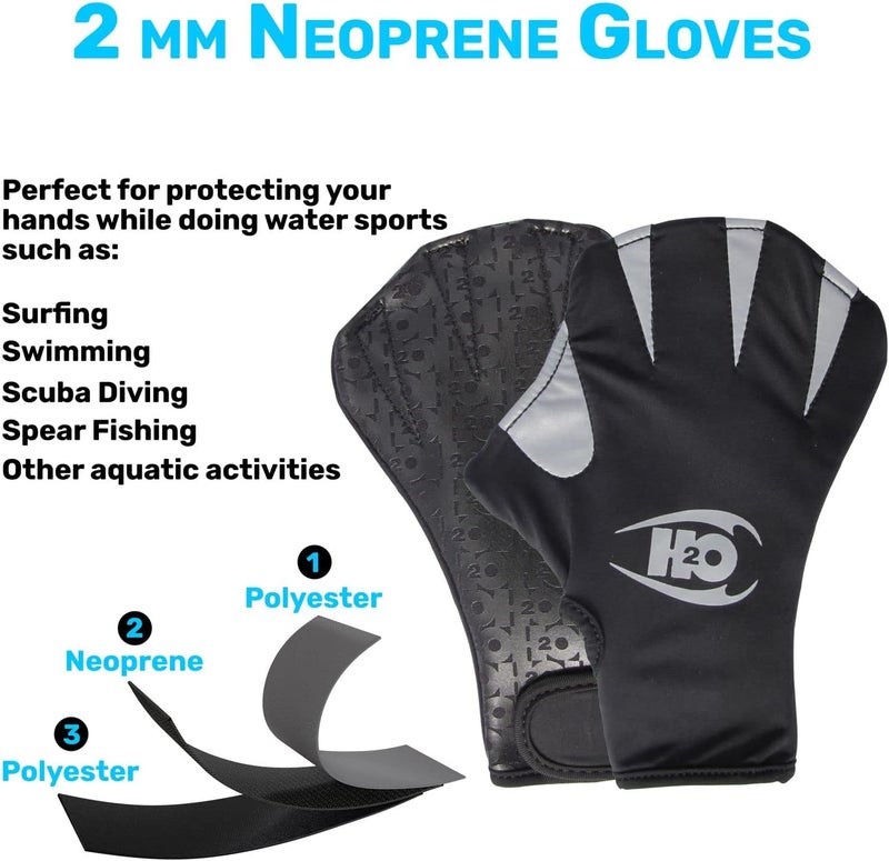 H2ODYSSEY 2mm Neoprene Paddle Gloves - Stretch Material Super Flexible Scuba Gloves - Image 5