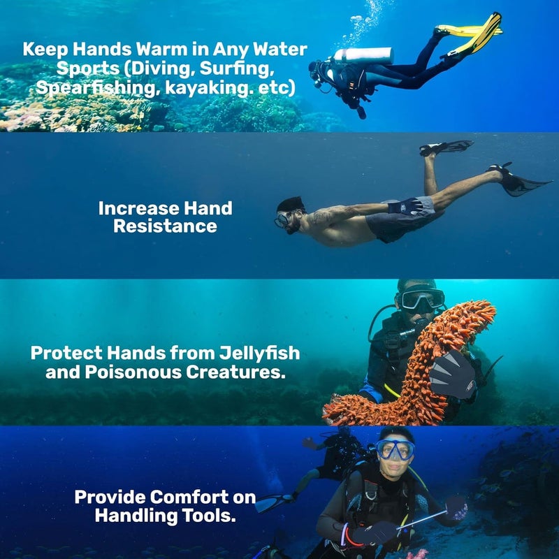 H2ODYSSEY 2mm Neoprene Paddle Gloves - Stretch Material Super Flexible Scuba Gloves - Image 2