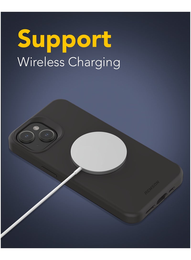 Remson Mag-X Magnetic Hybrid Protective Silicone Case  Protection (Black, iPhone 15) - Image 3