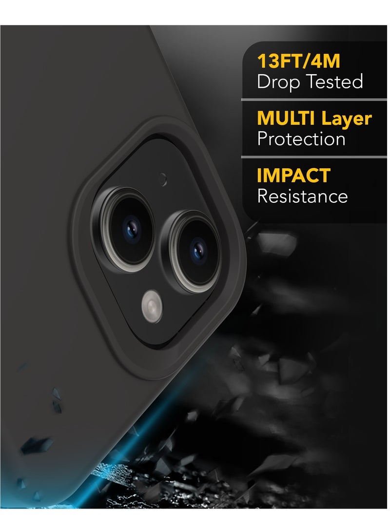 Remson Mag-X Magnetic Hybrid Protective Silicone Case  Protection (Black, iPhone 15) - Image 5