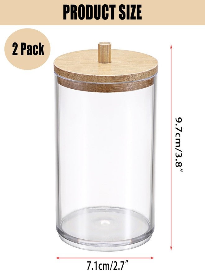 BTSKY 2 Pack Clear Paper Clip Holder with Bamboo Lid Plastic Paperclip Box Useful Office Supply Accessory Organizer Round Small Storage Holder Cute Qtip Holder for Office Bathroom Vanity - Image 2