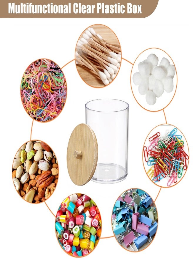 BTSKY 2 Pack Clear Paper Clip Holder with Bamboo Lid Plastic Paperclip Box Useful Office Supply Accessory Organizer Round Small Storage Holder Cute Qtip Holder for Office Bathroom Vanity - Image 5