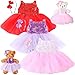 Relaxgiant 6 Pcs Bear Clothes with Bow Headbands Fit 1216 Inch Dolls Stuffed Animals Bear Dress Tutu Skirt Accessories Make Your Own Stuffed AnimalsVibrantTutu - Image 2