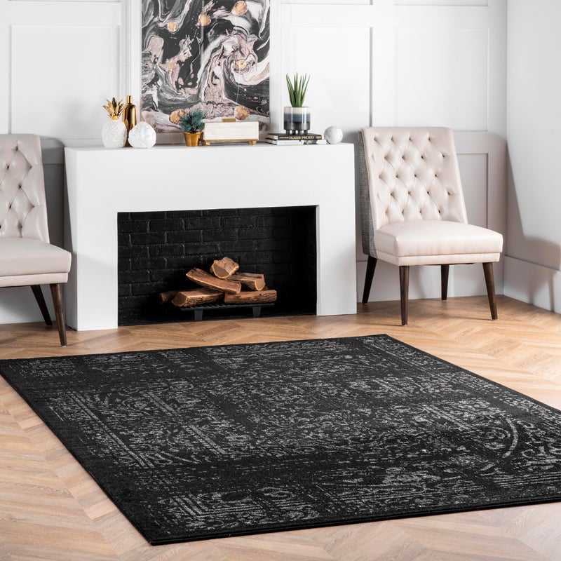 nuLOOM Arlena Vintage Traditional Area Rug  2x3 Accent Rug ModernContemporary BlackGrey Rugs for Living Room Bedroom Dining Room Entryway Kitchen